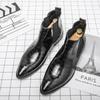 Men's Korean Style Pointed Toe High Top Leather Boots with Zipper - Autumn/Winter Collection