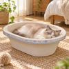BathtubShaped Cat Scratcher Bed OpenOval Top Cardboard with Indoor for Home Use