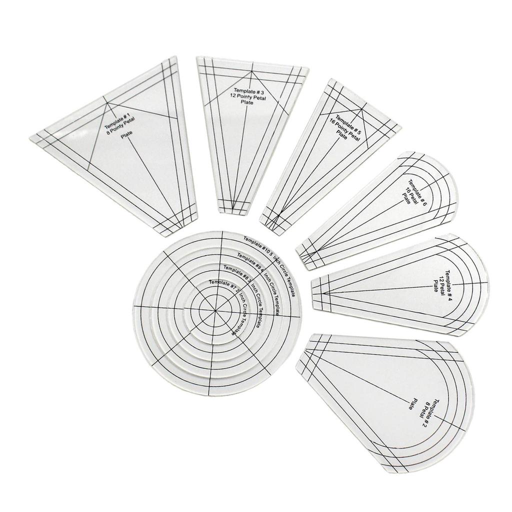 10 Pcs Quilting Template Ruler Multifunctional Regular Plate Template Acrylic Clear Patchwork Ruler for Sewing Quilting