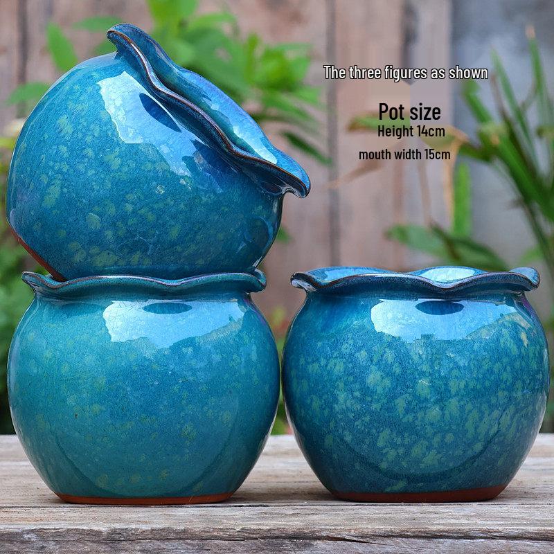 Handmade Vintage Coarse Pottery Large Succulent Planter, Breathable Purple Clay Flower Jar