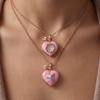 Trendy Pink Peach Necklace: European & American Style, Copper, Fresh & Sweet Design