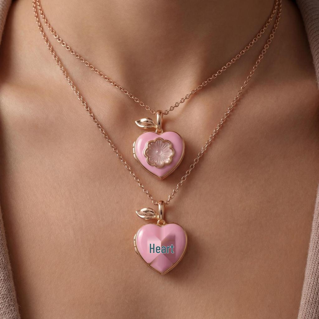 Trendy Pink Peach Necklace: European & American Style, Copper, Fresh & Sweet Design