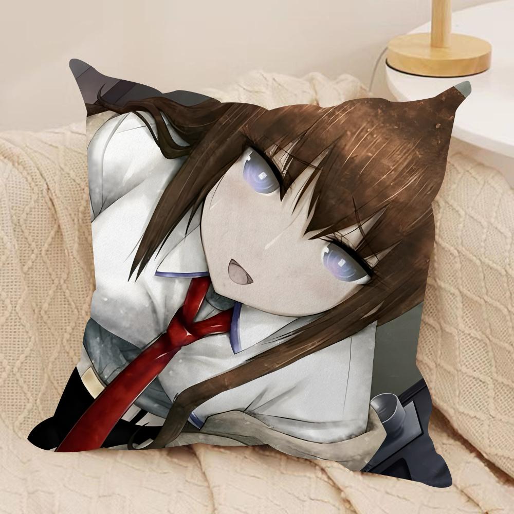 SSteins Gate Cushion Cover Silky Short Plush Invisible Zipper Dustproof Sofa Pillow Case For Home Decor