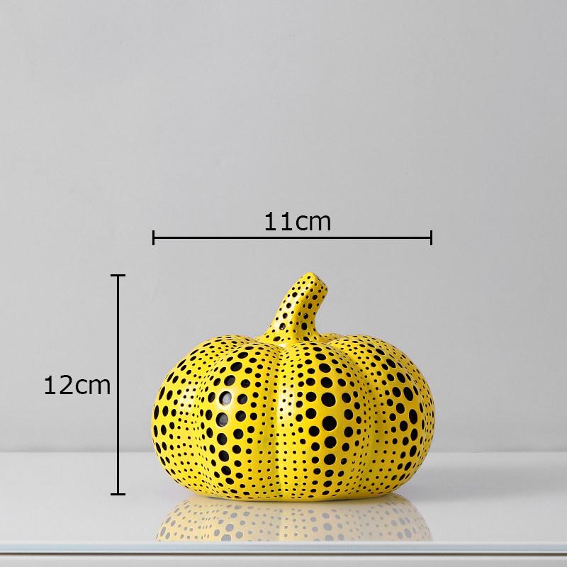 Polka Dot Art Pumpkin Sculpture Yellow Pumpkin Handicraft Desk Decoration Resin Artwork Ornaments Modern Home Decor Accessories