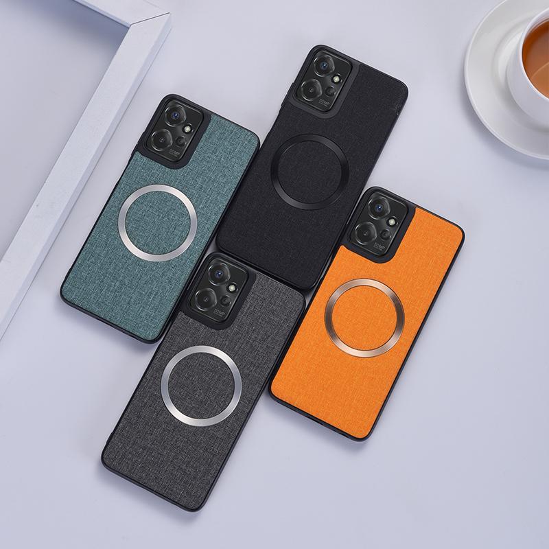 For Motorola Moto G 5G (2024) Magnetic Case Compatible with MagSafe Cloth Texture TPU Phone Cover