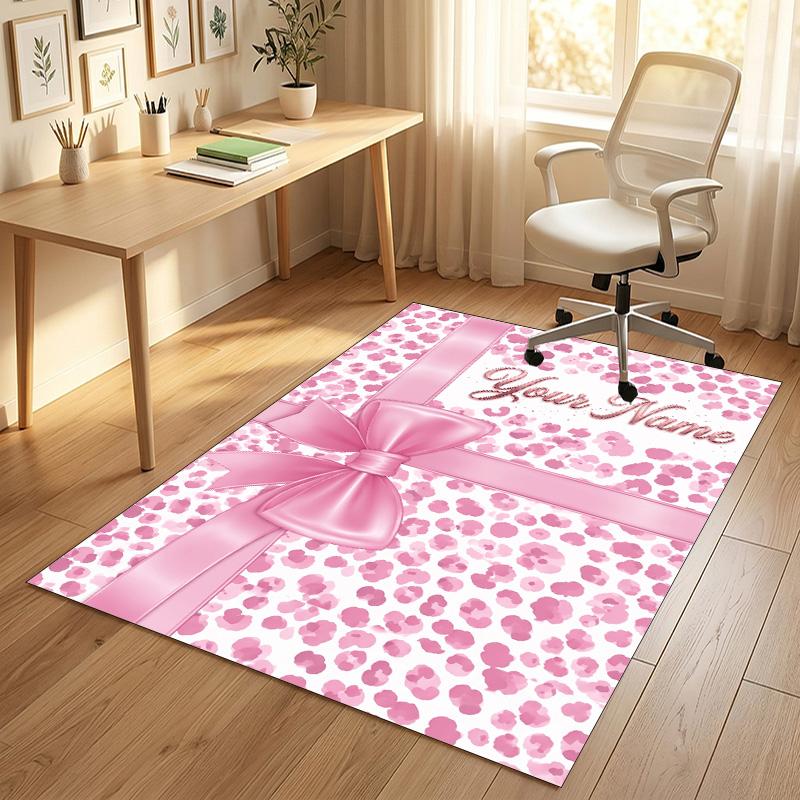 Floral Garden Theme Crystal Velvet Rug Personalized Custom Name Text Soft Floor Mat Home Decor