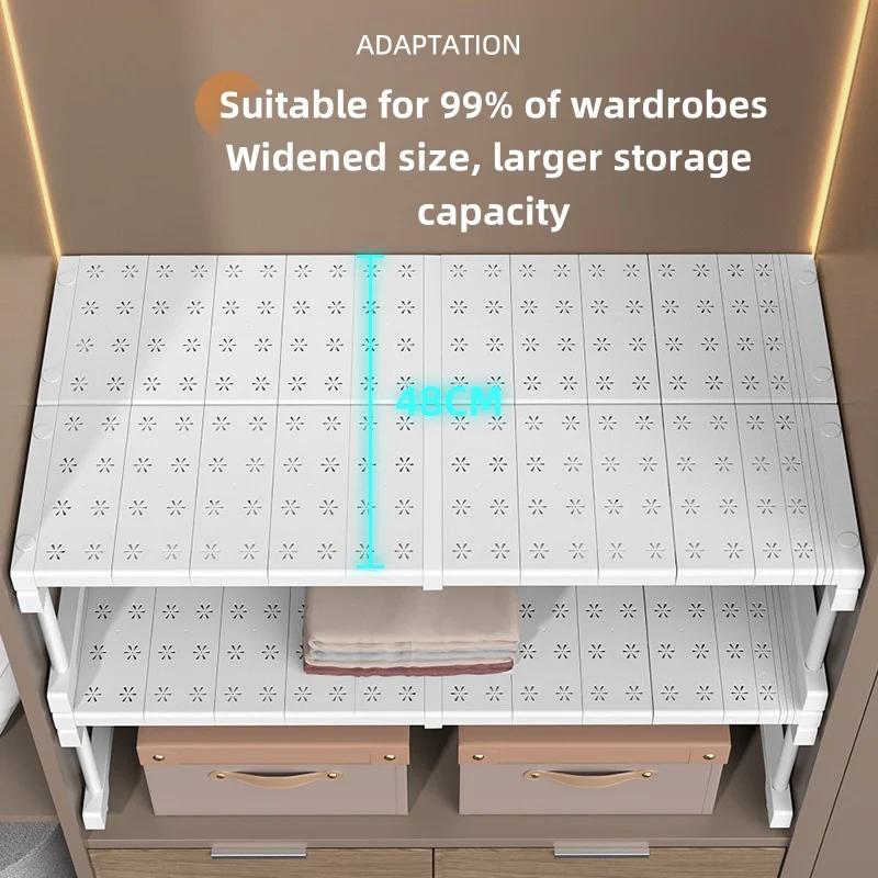 Stackable Wardrobe Layered Telescopic Racks Neat Kitchen Storage Divider Dorm Organizer Shelf Clothes Storage Partitions Rack
