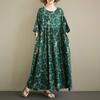 DIMANAF New 2026 Summer Women Plus Size Vintage Lady Long Dress Loose Oversize Maxi Floral Print Cotton Beach Dresses