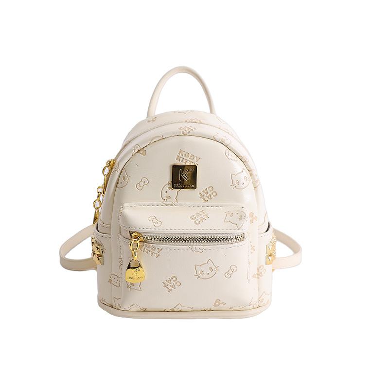 Schoolbag Cartoon Printed Backpack Female Versatile Going Out Travel Small Backpack Daily Commuter Portable Bag Female