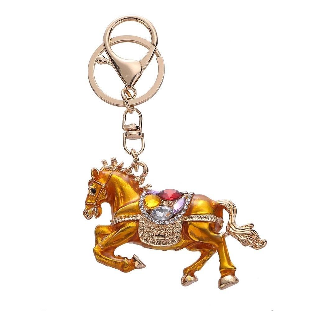 Three-dimensional Horse Keychain Oil Painting Bag Hanging Ornaments Bag Pendant Car Key Chain  Men
