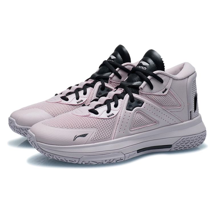 Li Ning Team Emblem Non-Slip Wear-Resistant Lightweight Mid-Top Basketball Shoes Men Basketball Shoes Light-Purple ABAR117-3