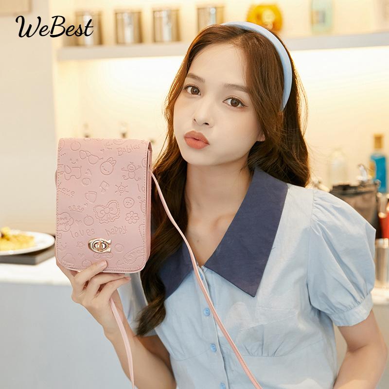 

Embossed Crossbody Shoulder Phone Bag чёрный