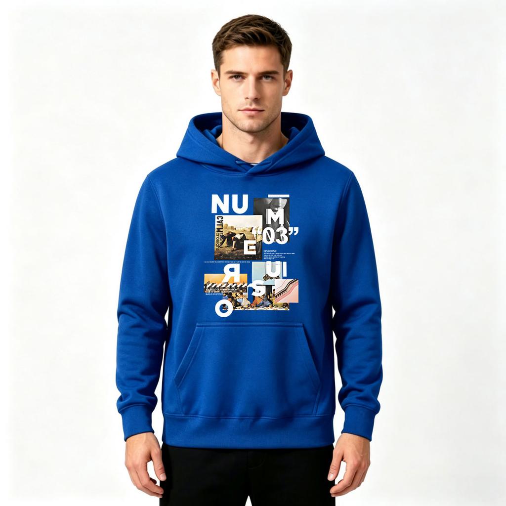Men's Graphic Print Pullover Hoodie Casual Long Sleeve Comfortable Hooded Sweatshirt