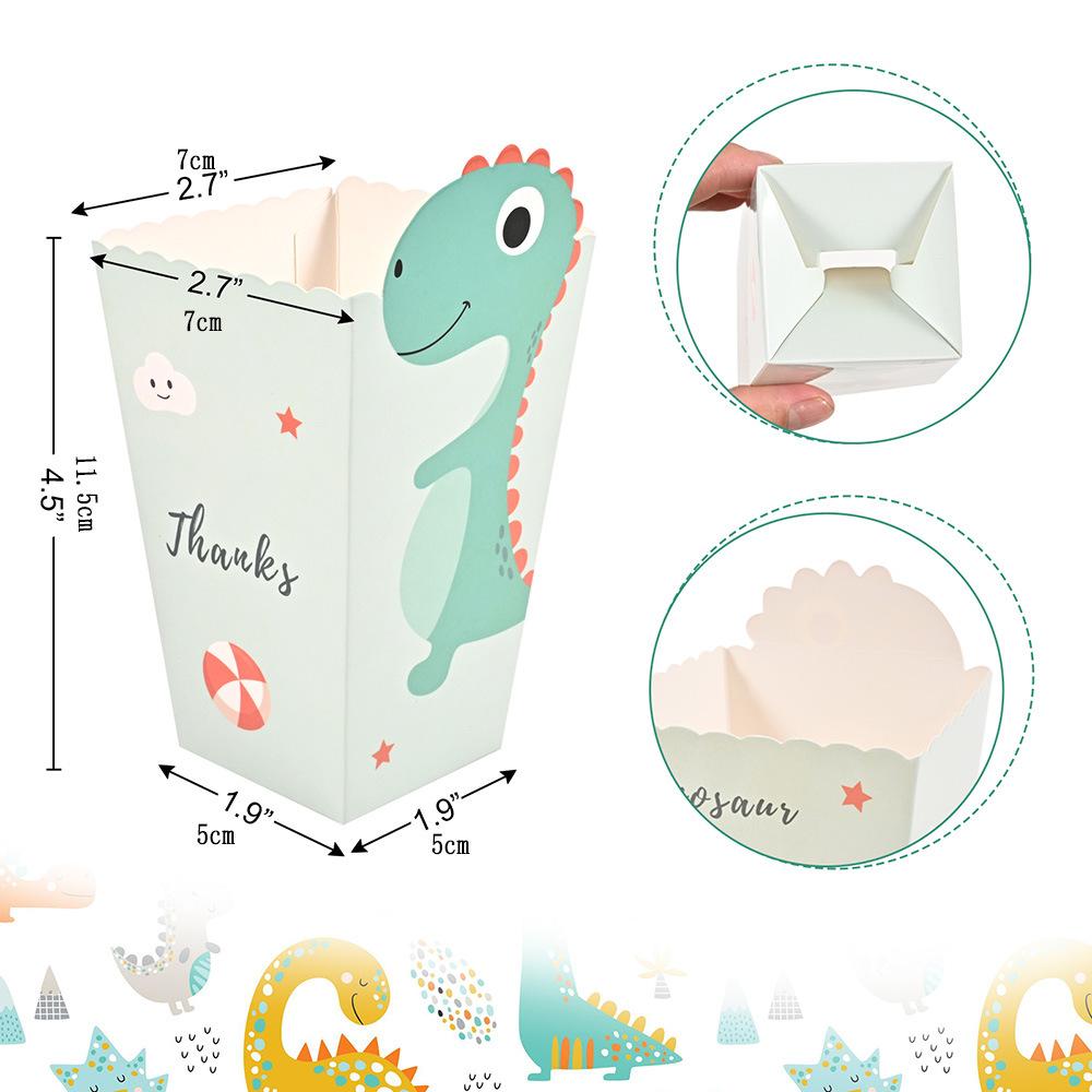 12 Scatole Per Popcorn A Forma Di Dinosauro – Sacchetti Portaconfetti A Tema Giungla – Per Baby Shower, Feste Di Compleanno, Bomboniere – Dinosauri Rex E Tre Dino