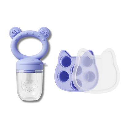 [Teething Care While Eating] Baby Teething Toy, 2-in-1 Silicone Baby Food Feeder (Feeder + Mold)