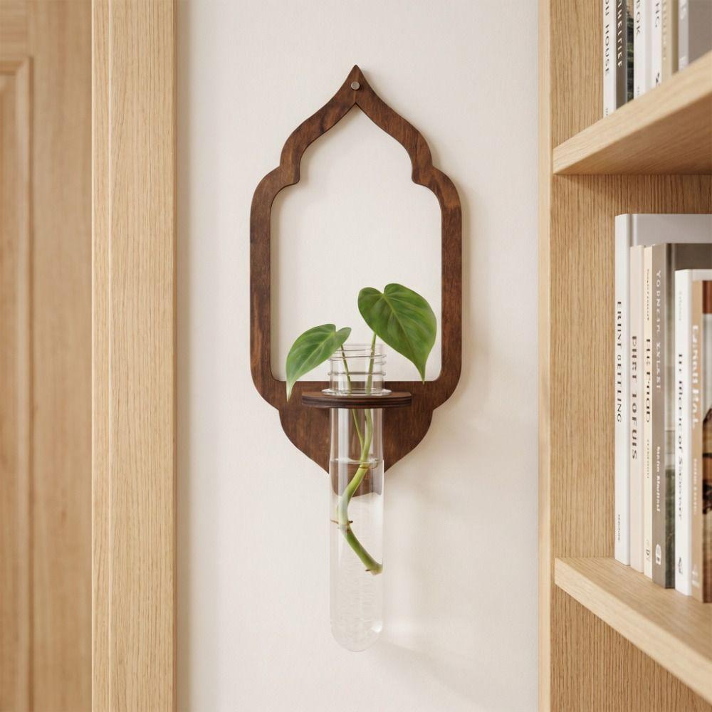 Wall Shelf Wooden Lantern Planter Holder Vase Retro Wall Decoration Geometric Sun Jellyfish Flower Pot Living Room