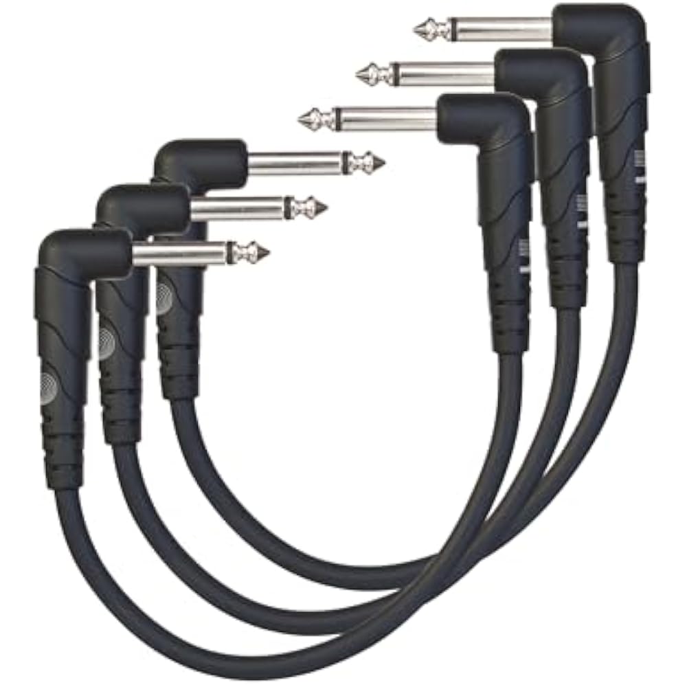 D'Addario Daddario Patch Cable (Shielded Cable) Classic Series Patch Cable 3 Piece Set PW-CGTP-30...