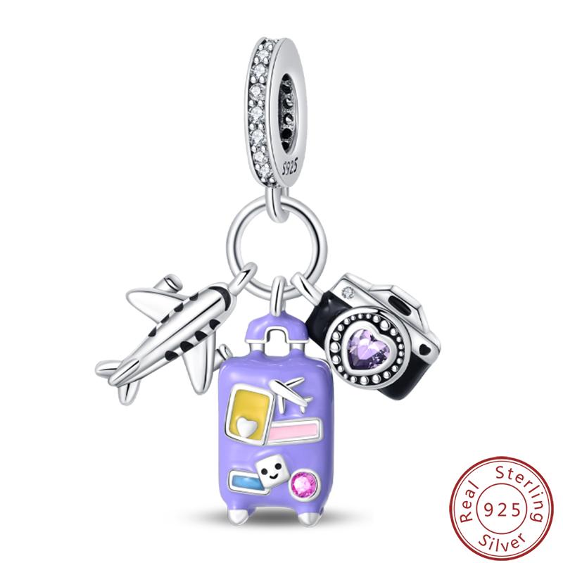 Love Traveling Copper Backpack Suitcase Luggage Camera Airplane Charms 3Mm Diy Fine Jewelry Making