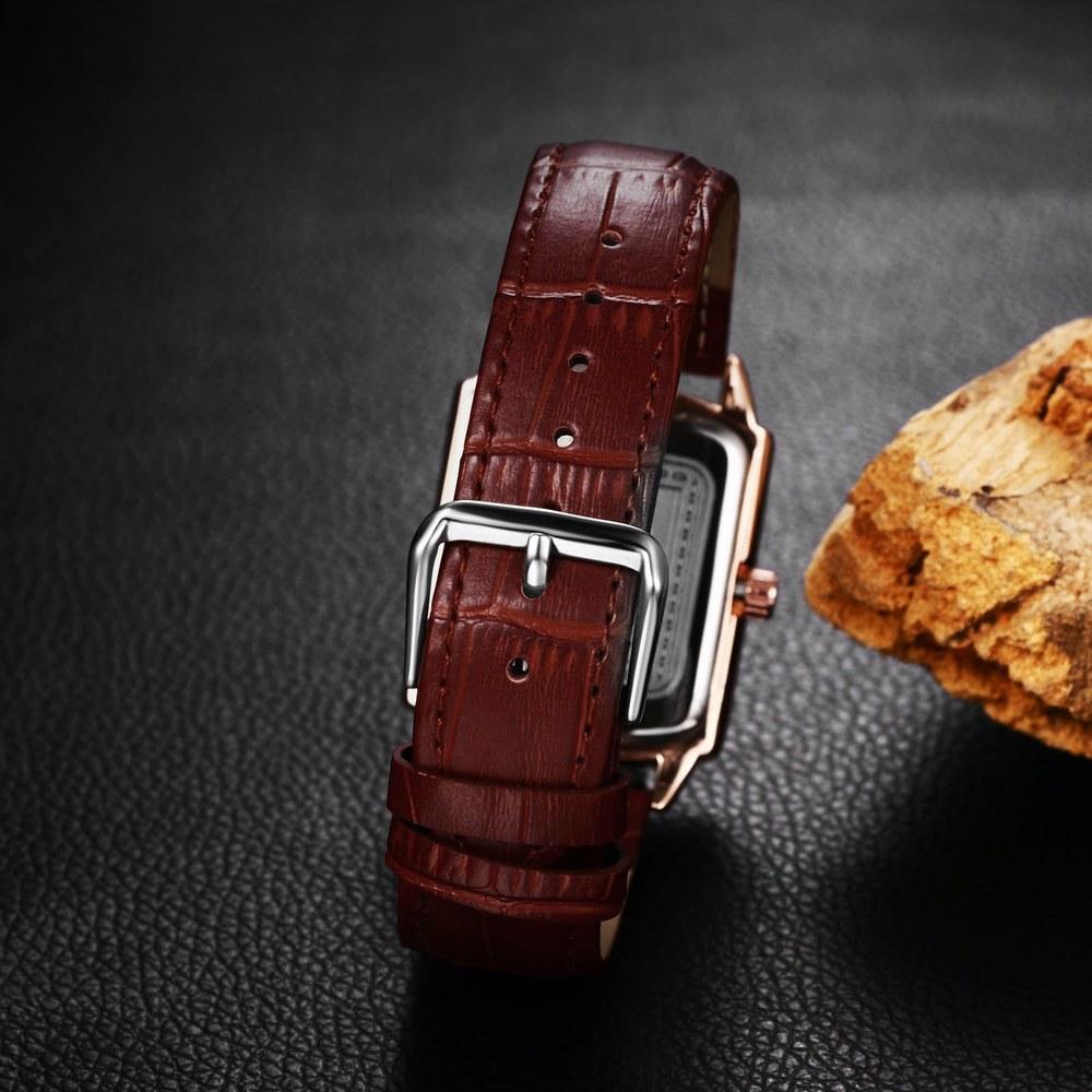 Aroncent Men's Square Waterproof Wristwatch Roman Analog Leather Belt Antique Simple Stylish