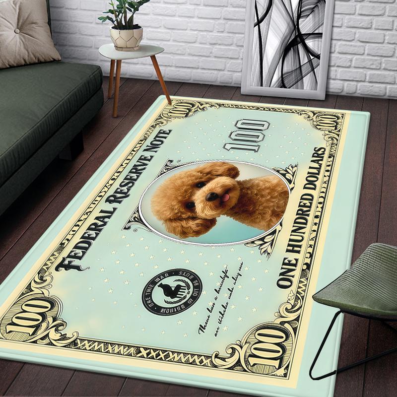 Dollar Husdjur Katter och Hundar Matta Kreativ Valutadesign Golvmatta för Vardagsrum Matta Entré Hall med Pengamönster Dekor