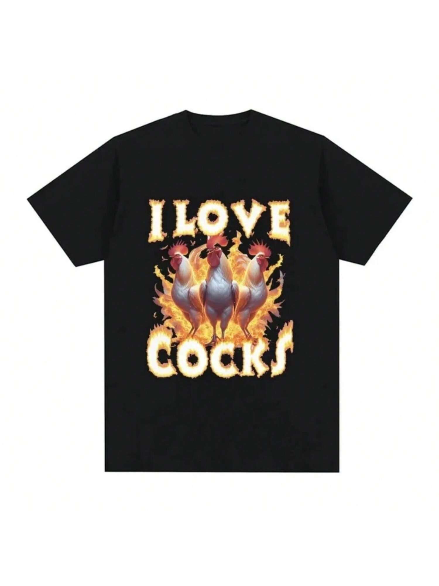 I Love Cocks Roosters Funny Meme T-Shirt Chicken Lovers Short Sleeved T-Shirt Wo Summer Fashion T-Shirt Street Clothing S разноцветный