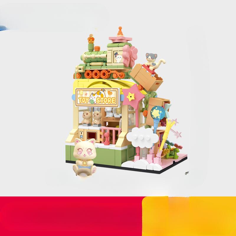 Building Block Street View Small Particle Puzzle Building Block Toy Model Tabletop Decoration