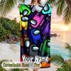 Among Us Beach Towel, Personalized Custom Text, Quick Dry Soft Large Towel For Swimming Pool Travel