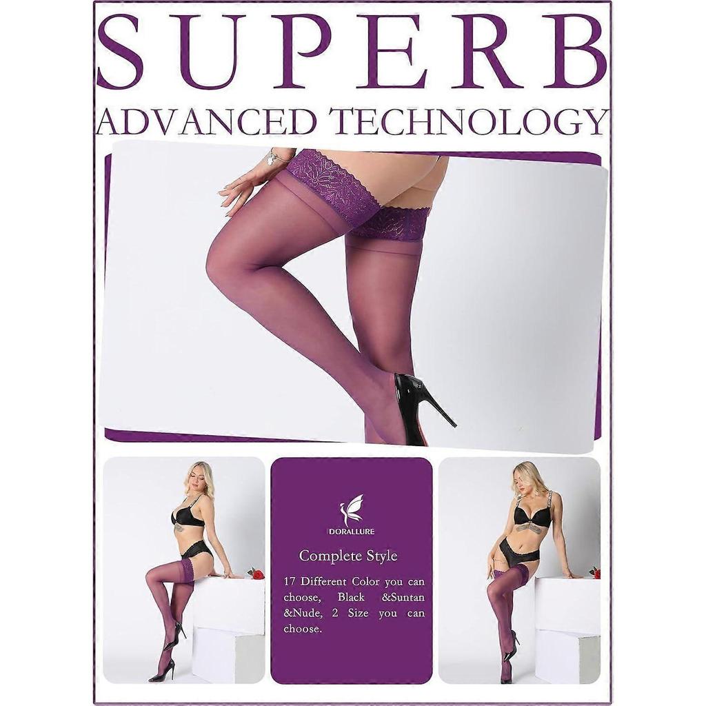 High quality brand new Thigh High Stockings Silicone Lace Top Stay Up Silky Semi Sheer Pa