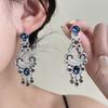 Vintage Court Earrings, Exquisite Blue Crystal Stud Earrings, Long Diamond-Encrusted Pearl Light Luxury High-End Earrings.