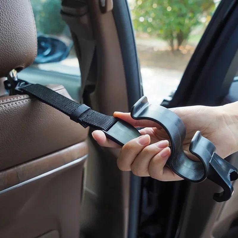 2Pcs Auto Back Seat Hook Multi-Function Rear Seat Headrest Hanging Hook Umbrella Mount Seat Back Storage Hook Automotive Interior Accessories Tool