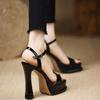 New Summer High-heeled Patent Leather Sandals for Women In 2025, Fashionable and Versatile European and American Women's Sandals