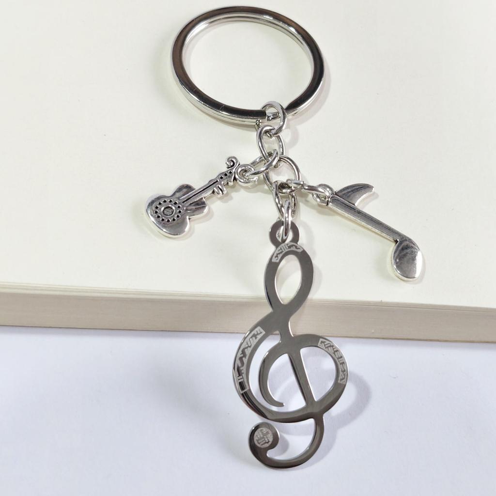 Stainless Steel Musical Note Keychain Pendant
