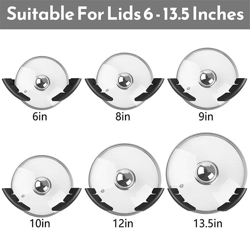 Universal Pot Lid Organizer For Cabinet Pot Rack Wall Mounted Self Adhesive Punch Free Pan Lid Storage Holder Kitchen Organizer