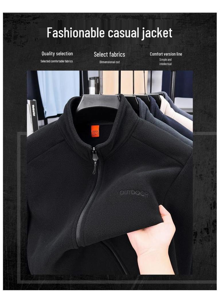 Men's 2025 Autumn/Winter Fleece Stand Collar Hoodie - Thick, Warm, and Casual Zipper Cardigan Outerwear.