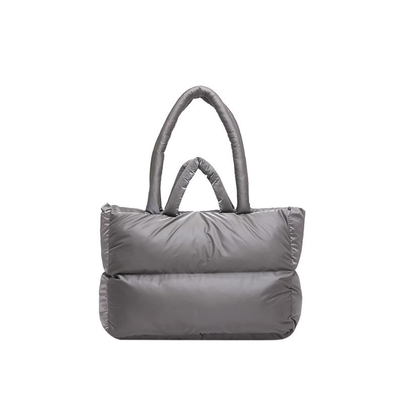 Women s Shiny Down Tote Bag - Large Capacity, Stylish Winter Design