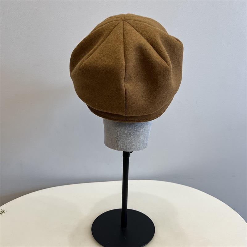 

40% woolen soft-brimmed octagonal hat for women s autumn and winter literary and casual retro British newsboy hat M（56-58cm） сірий колір