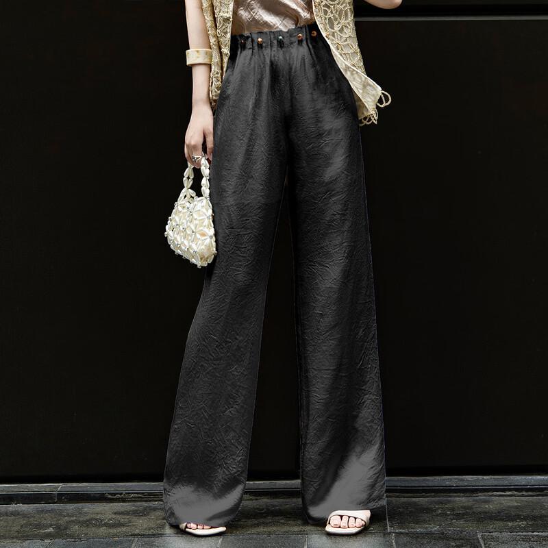 Lancer 2026 Women s Acetate Lace Embroidered Wide-Leg Pants S чёрный