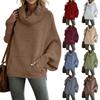 Women's High Neck Sweater Color Knitted Sweater Fashionable Pullover Loose Long Sleeved Pocket Casual Top