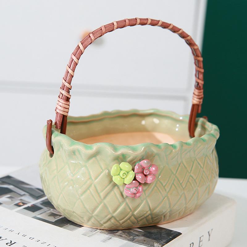 Handmade Rattan Hanging Basket Planter for Succulents and Flowers