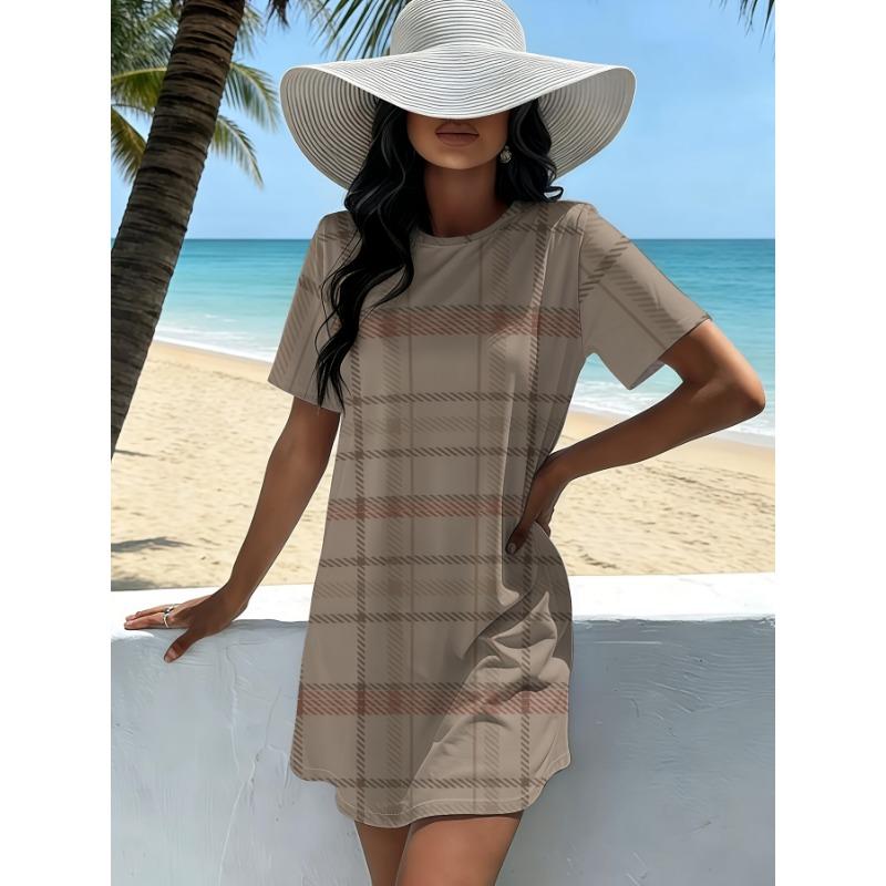 Plus Size, Self-developed Plus Size Casual Plant Print Dress