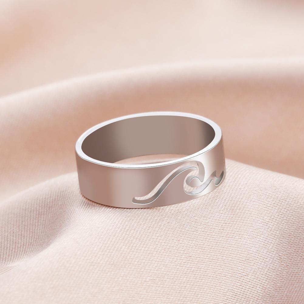 Lover Titanium Steel Hollow Out Wave Rings Jewelry
