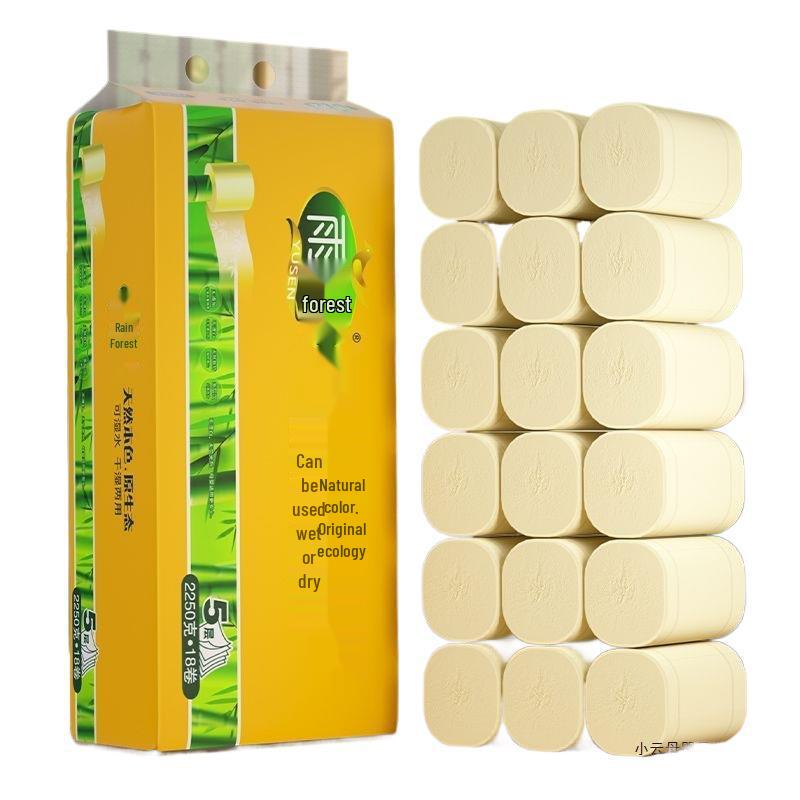 Yumori Coreless 5-Ply Bamboo Toilet Paper, Thickened and Natural Color for Home and Dorm Use