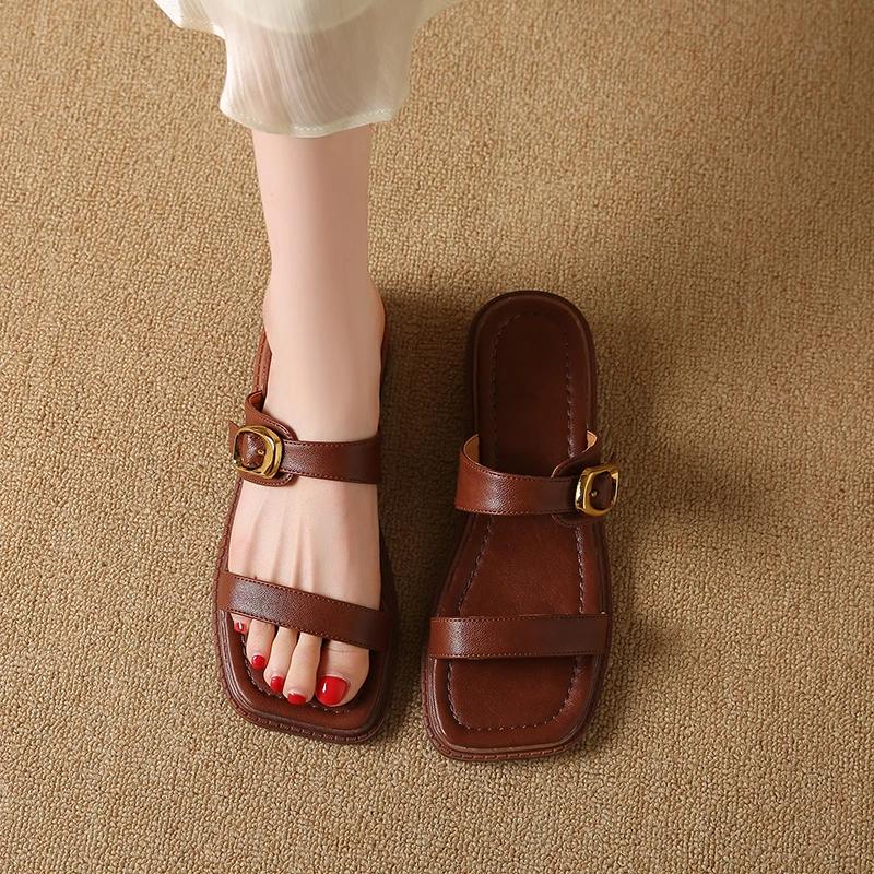 Fashion Women Slipper Woman Summer Flat Heel Roman Shoes Low Heels Sandals Footwear 2025 Women's Gladiator Open Toe Beach Ladies