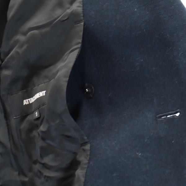 ATTACHMENT Made In Japan Cashmere Blend Wool Chester Coat 1 Navy Men's Used