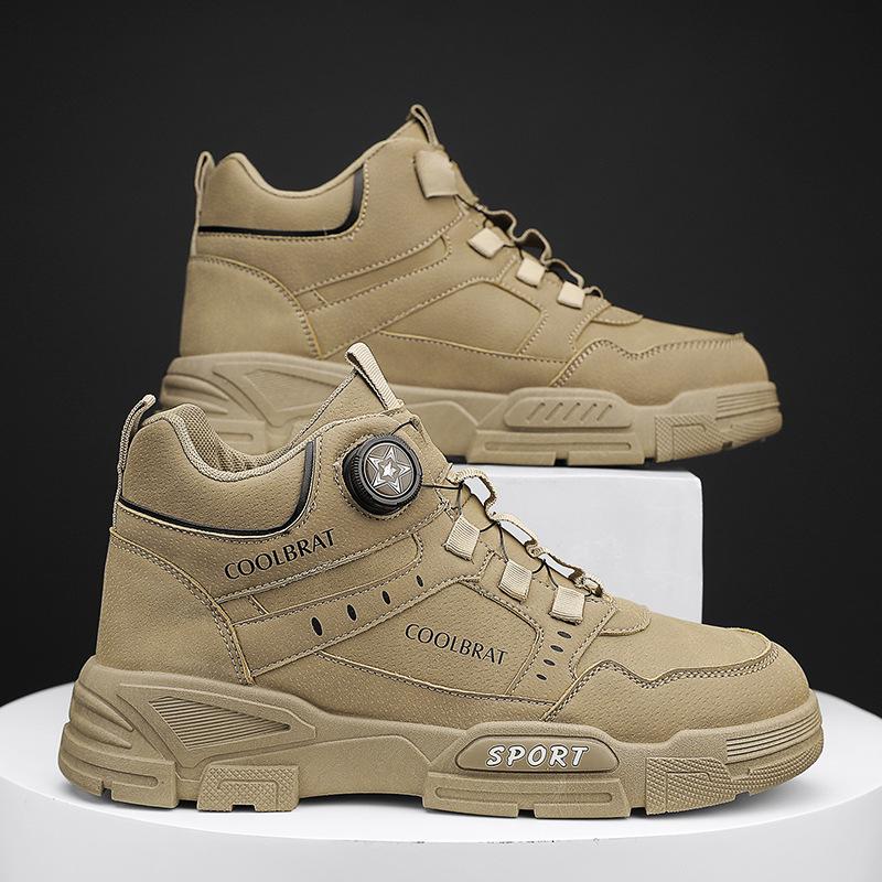 

2025 autumn new men s high-top platform casual Martin boots rotating button outdoor leathershoes 44