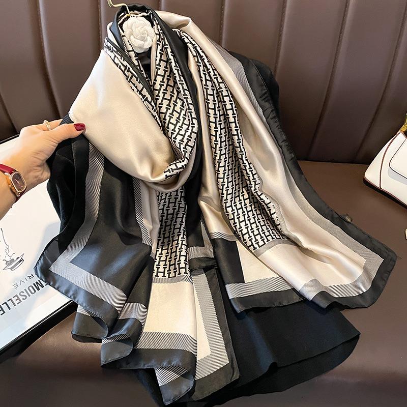 Korean Style Fashionable Satin Scarf Women Sunscreen Shawl Beach Wrap