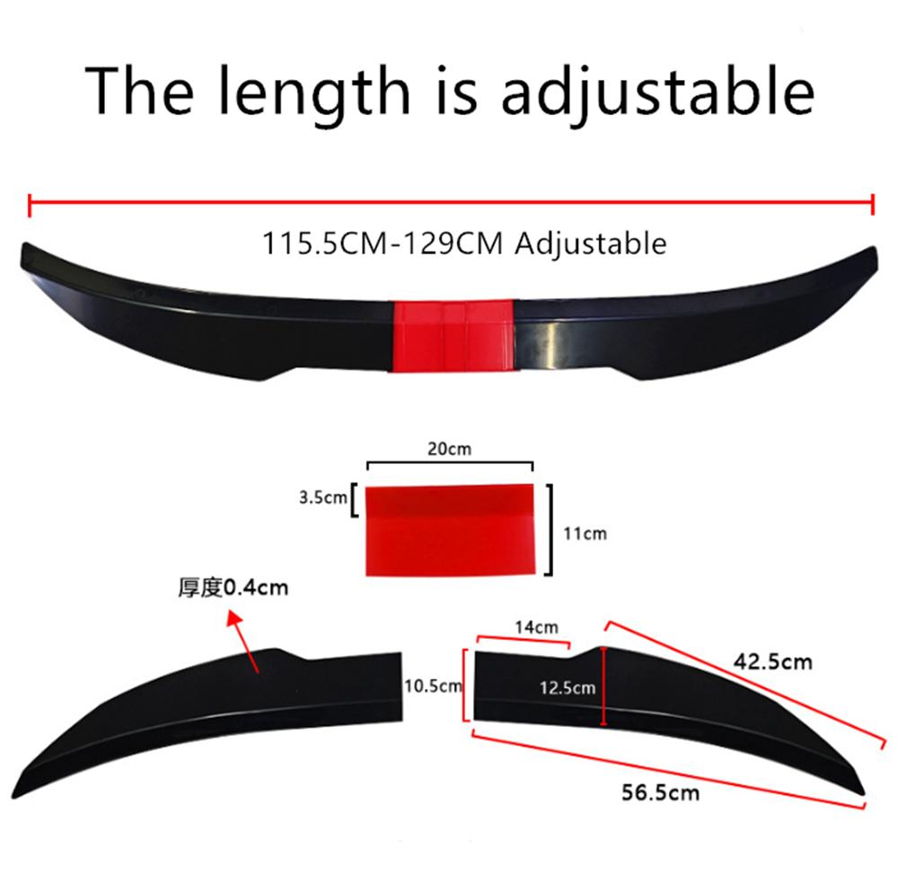 Universal Adjustable Car Rear Trunk Spoiler Lip Roof Tail Wing Glossy Black+ Red