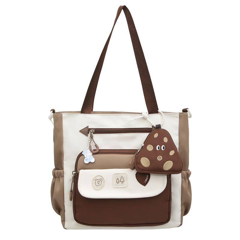 Korean version ins exquisite and cute contrasting colors large-capacity student tutoring bag literary and small fresh women's shoulder messenger bag