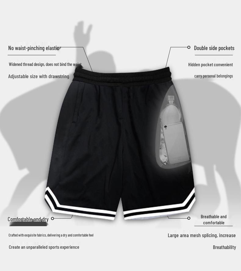 Men's Casual Loose Fit Basketball Shorts with Pockets - Teen Streetwear Summer Style