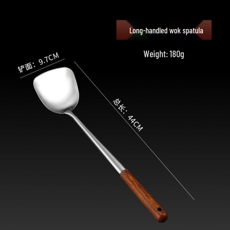304 Stainless Steel Kitchen Wok Spatula & Ladle Set with Long Handles